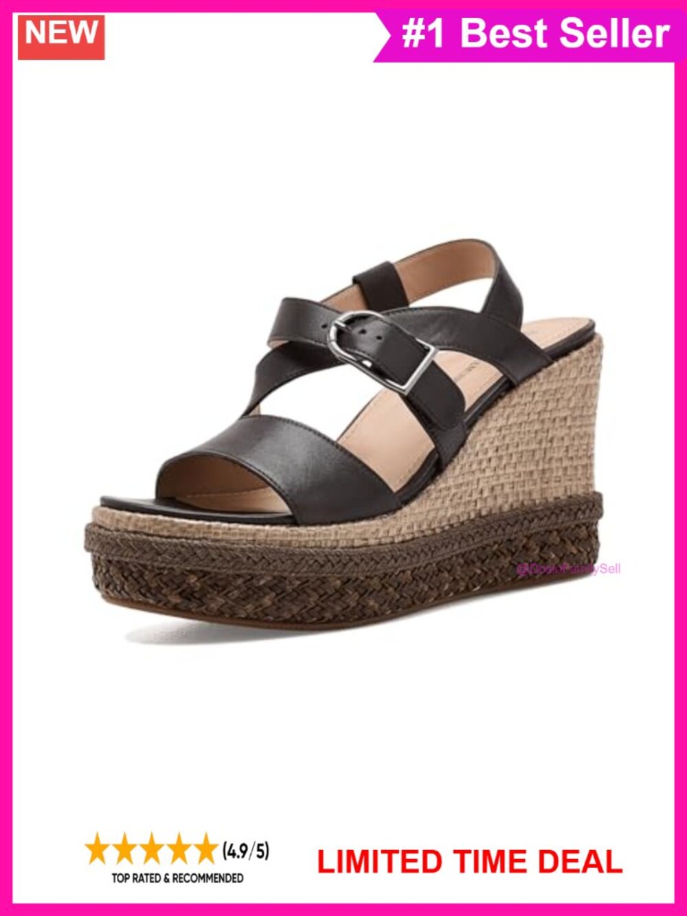Nappa Leather Asymmetrical Wedge Sandal with Ankle Strap and Platform